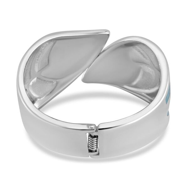 Abstrakter-Blattdesign-Armreif, Emailliert, blau und türkis image number 4