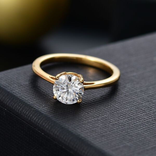 Moissanit Ring, 925 Silber vergoldet - 0,94 ct. image number 2