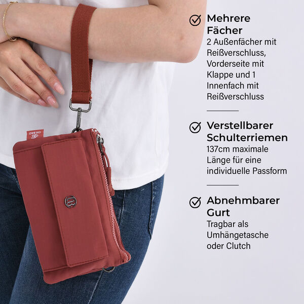 Crossbody Tasche, 20x12x3,5cm,  Ziegelrot image number 3