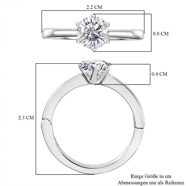 Moissanit Ring 925 Silber platiniert (Gr&ouml;&szlig;e 21.00) ca. 0,95 ct image number 8