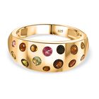 AA Mehrfarbiger-Turmalin Ring, 925 Silber, 750 Gelbgold Vermeil (Größe 21.00) ca. 1.00 ct