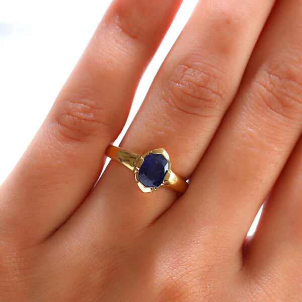 Masoala Saphir Solitär Ring, 925 Silber vergoldet, 1,90 ct. image number 3