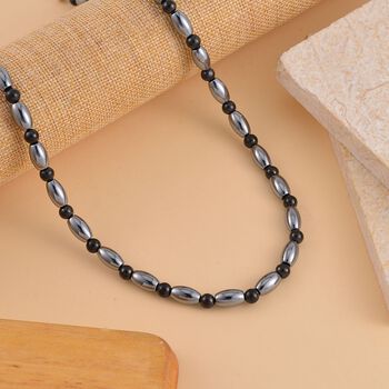 Terahertz, Shungit Halskette ca. 50 cm 925 Silber rhodiniert ca. 155.00 ct