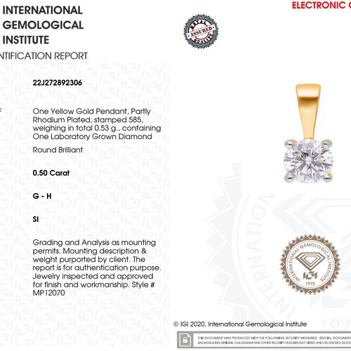 IGI zertifizierter SI GH Labor-Diamant-Solitär-Anhänger - 0,50 ct. image number 7