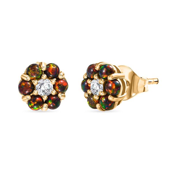 Labor schwarze Opal und Zirkon-Ohrringe - 0,63 ct.