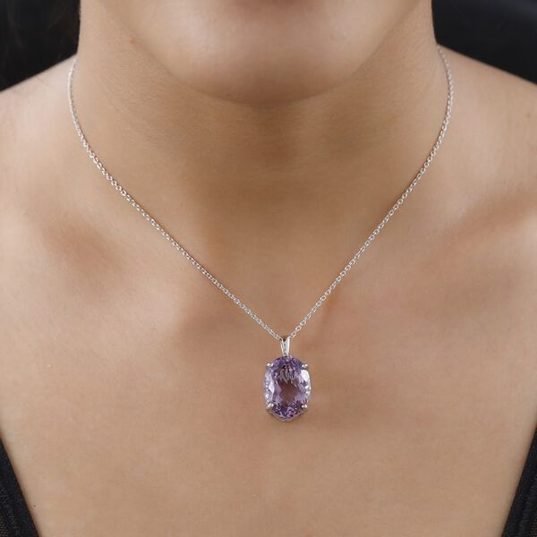 Rose De France Amethyst Anh&auml;nger mit Kette, 925 Silber platiniert ca. 15,00 ct image number 2