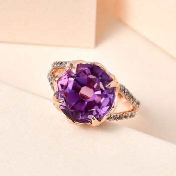 Rose De France Amethyst und Zirkon Ring- 8,04 ct.