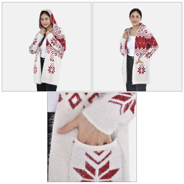 Winter-Kapuzenpullover mit 2 Taschen, Weiß image number 7