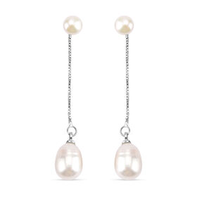 Weiße Süßwasser Perle Ohrringe Nickelfreies Messing