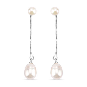 Wei&szlig;e S&uuml;&szlig;wasser Perle Ohrringe Nickelfreies Messing