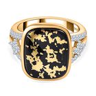 Goldenite, Weißer Zirkon Ring 925 Silber Gelbgold Vermeil (Größe 17.00) ca. 8,11 ct