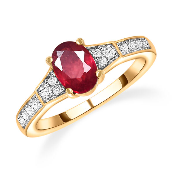 Afrikanischer Rubin und wei&szlig;er Zirkon-Ring, 925 Silber vergoldet  ca. 1,27 ct image number 4