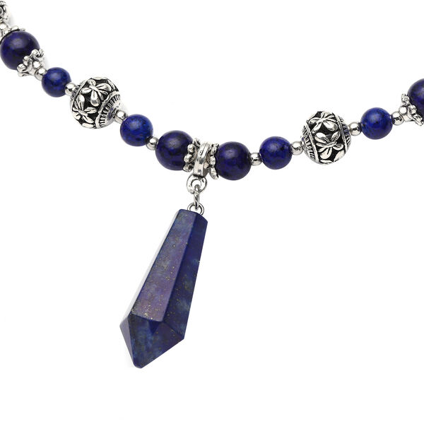 Lapislazuli Halskette, ca. 45 cm, silberfarben ca. 101.00 ct image number 2
