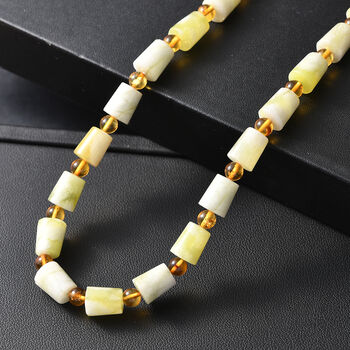 EverTrue Harmonie Serpentin und Bernstein 45+5cm Halskette - 170 ct.