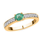 AAA Smaragd und weißer Zirkon-Ring, 925 Silber vergoldet  ca. 0,55 ct image number 3