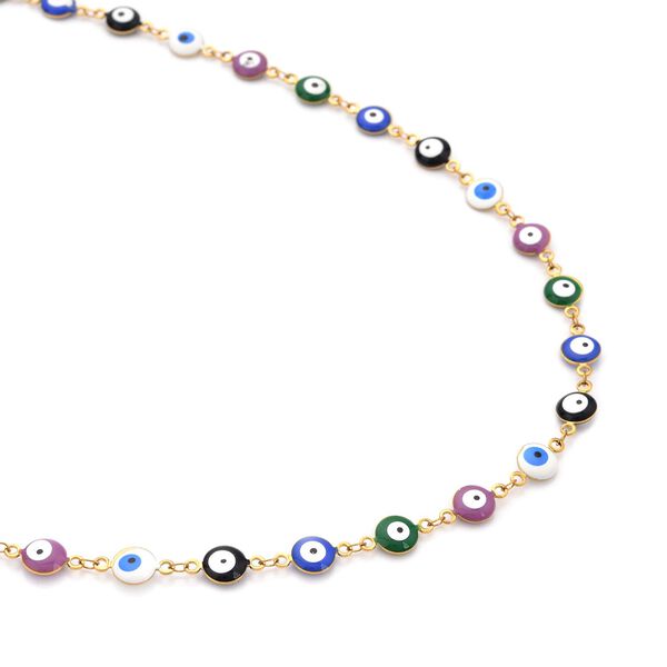 Mehrfarbige, emaillierte Halskette, ca. 50 cm, Edelstahl ca. 15,00g image number 2