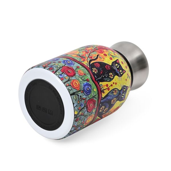 Doppelwandige Edelstahl-Trinkflasche, 260ml, Katzen- und Blumenmuster image number 3