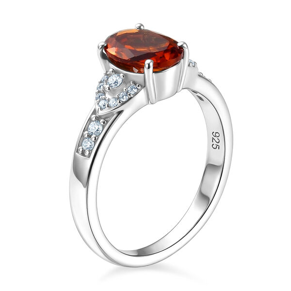 Madeira Citrin und Zirkon Solit&auml;r Ring 925 Silber Platin-&Uuml;berzug image number 5