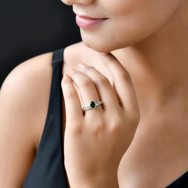 Nat&uuml;rlicher Chromdiopsid, 925 Silber platiniert, ca. 1,00 ct image number 3