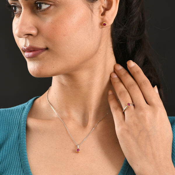 D'Joy afrikanischer Rubin zweifarbiges Schmuckset - 2,28 ct. image number 2