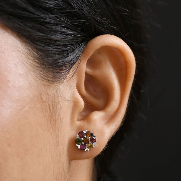 D'Joy Multi-Turmalin floraler Ring und Ohrringe image number 10