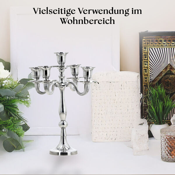Aluminium Kerzenst&auml;nder &ndash; 5-armig, Klappbar, Nickel-Finish image number 2
