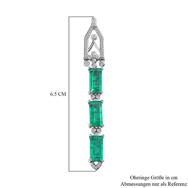 GP Art D&eacute;co Kollektion - Smaragd Triplett Quarz, Zirkon und Kanchanaburi blaue Saphir-Ohrringe- 13,32 ct. image number 5
