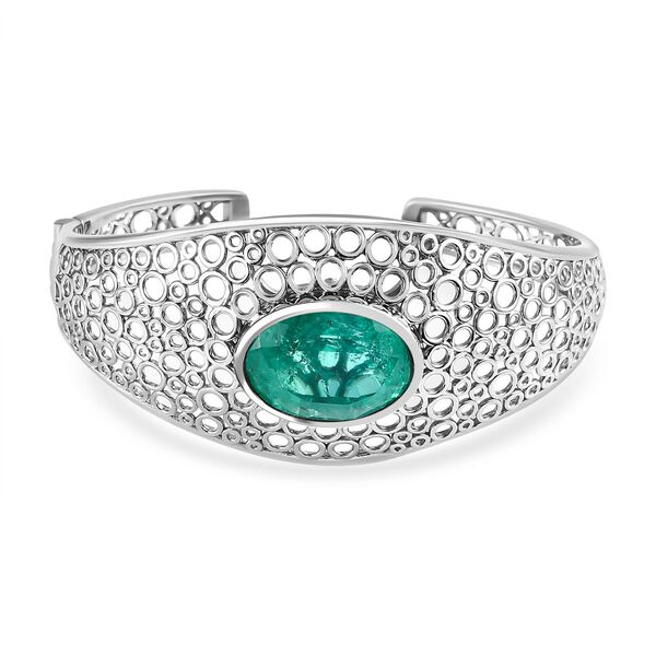 Smaragd-Quarz -Triplett Armreif, ca. 19 cm, 925 Silber platiniert, ca. 21.52 ct