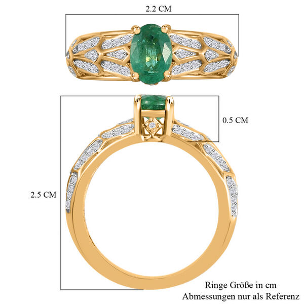 Sambischer Smaragd und Zirkon-Ring, 925 Silber Gelbgold Vermeil ca. 1,03 ct image number 6