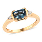 London Blau Topas und Zirkon Ring 925 Silber vergoldet image number 3