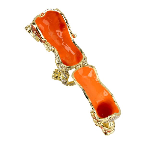 "QF4321 Dragon shape Trinket Storage Box Material:metal& synthetic crystal color: Red size: 12*7CM" image number 5