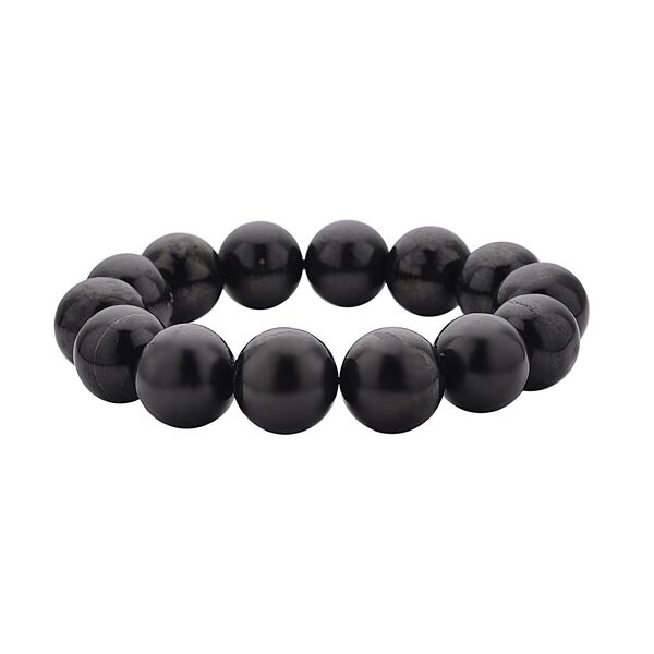 Flexibles, rundes Schungit-Perlen-Armband, 18cm - 204,80 ct. image number 3