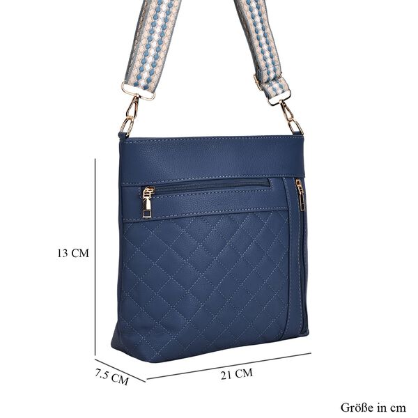 Crossbody-Tasche mit Steppmuster und Schultergurt, 3 Rei&szlig;verschlussf&auml;cher, 21x13x7,5cm, Blau image number 7