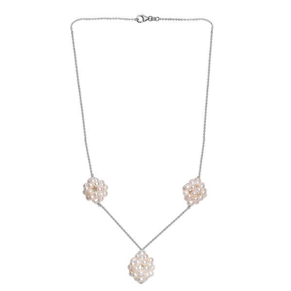 Weiße Süßwasser Perle Halskette ca. 50 cm 925 Silber rhodiniert image number 3