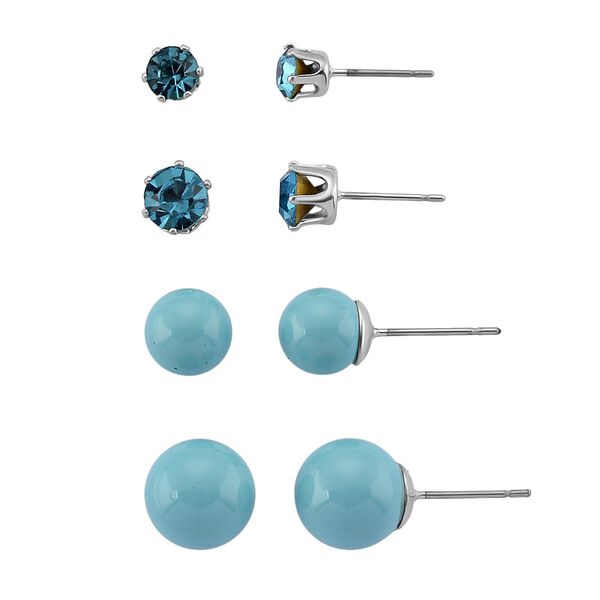 Blauer Muschelkernperle (8-12 mm), Blau Kristall Schmuckset 316L Edelstahl, Nickelfreies Messing image number 6