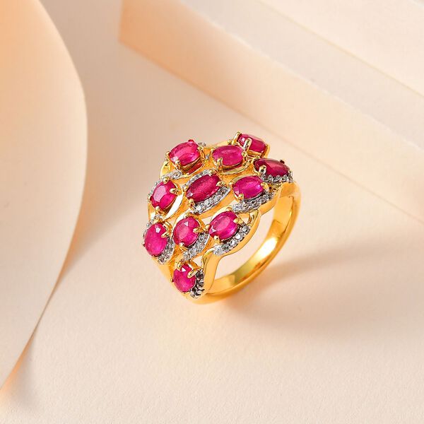 Afrikanischer Rubin (Fissure gefüllt) Ring, 925 Silber Gelbgold Vermeil (Größe 18.00) ca. 3.54 ct image number 2