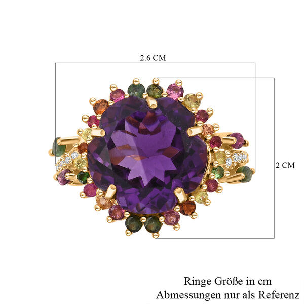 AA Afrikanischer Amethyst, Multi-Turmalin und Zirkon Ring - 10,91 ct. image number 6