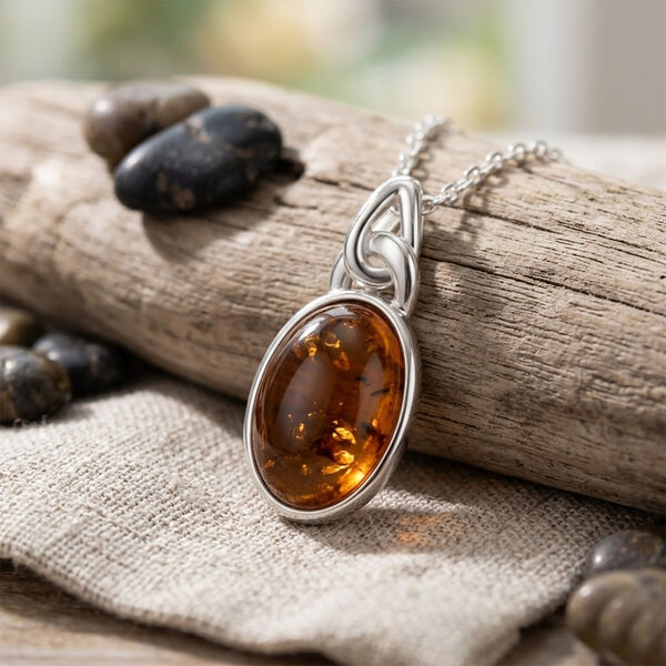 Bernstein Halskette ca. 43 cm mit 2.5 cm extender, 925 Silber image number 1