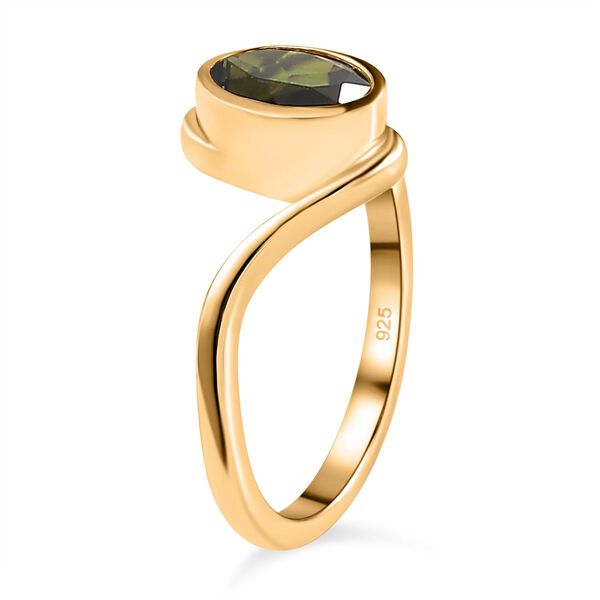 Natürlicher Chromdiopsid Ring, 925 Silber Gelbgold Vermeil, (Größe 21.00) ca. 1.28 ct image number 4
