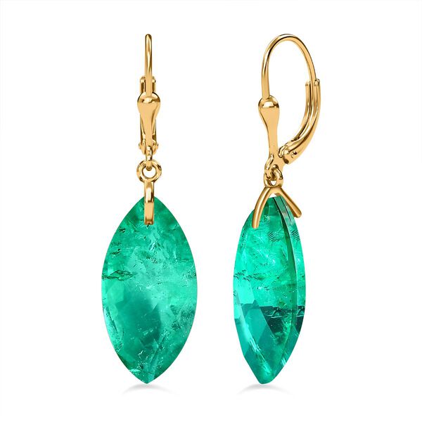 AAA Smaragd-Quarz Triplette, Ohrringe 925 Silber vergoldet ca. 27.40 ct image number 4