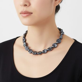 Pfaufarbene Fancy Muschelkernperle 50cm Halskette