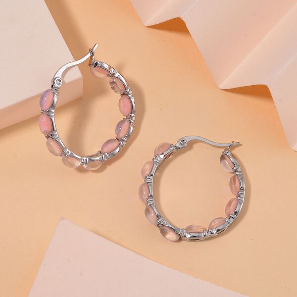 Rosa simulierte Opal-Inside-Out-Creolen image number 2