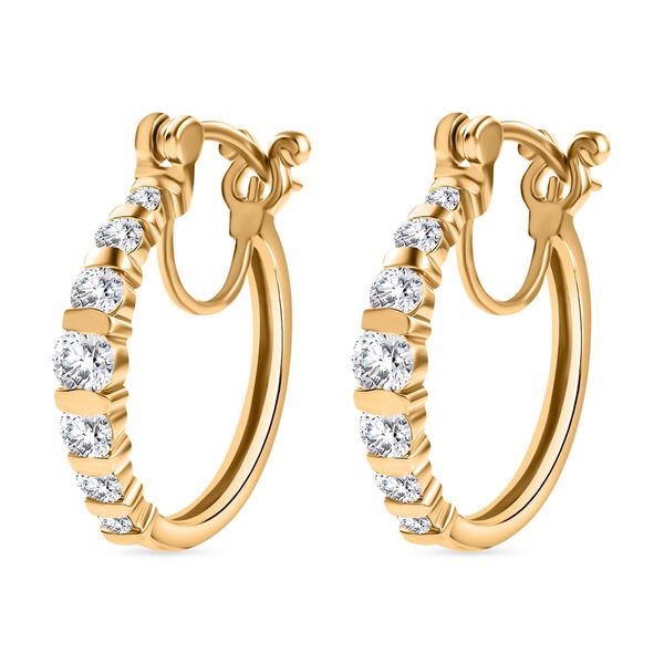 J Francis gefertigt mit SWAROVSKI- Swarovski Zirkonia Ohrringe, 925 Silber 750 Gelbgold Vermeil image number 3