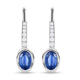 Kyanit und weiße Zirkon-Ohrringe, 925 Silber platiniert ca. 2,37 ct