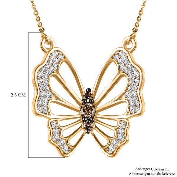 GP Italian Garden Kollektion- Weiße, Champagner Diamant und blaue Saphir-Halskette, 45cm, 925 Silber Gelbgold Vermeil - 0,51 ct, image number 5