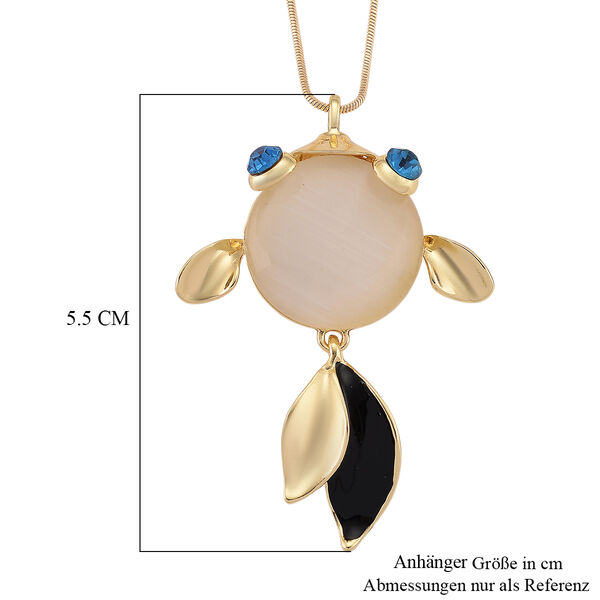 Erstellt wei&szlig;es Katzenaugen, Blau Kristall Schmuckset ca. 63.5 cm + 5 cm Exttender, Legierung emailliert, Legierung Gelb image number 7