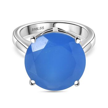 Blauer Onyx Ring Edelstahl (Gr&ouml;&szlig;e 16.00) ca. 7,67 ct