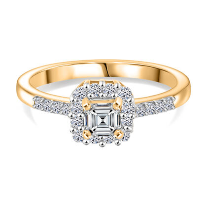 LUXURIANT DIAMOND - Lab Grown Diamant SI-GH Ring 925 Silber 750 Gelbgold Vermeil (Gr&ouml;&szlig;e 17.00) ca. 0.50 ct