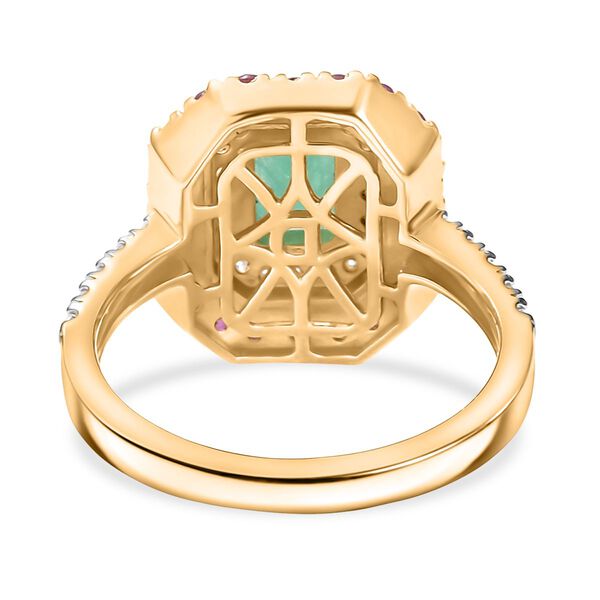 D&rsquo;Joy AAA Kagem sambischer Smaragd, Mosambik Rubin und Moissanit Ring und Anh&auml;nger mit 50cm Kette image number 5