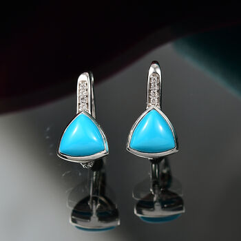 D'Joy AA Sleeping Beauty T&uuml;rkis und Zirkon Ohrringe - 3,27 ct.